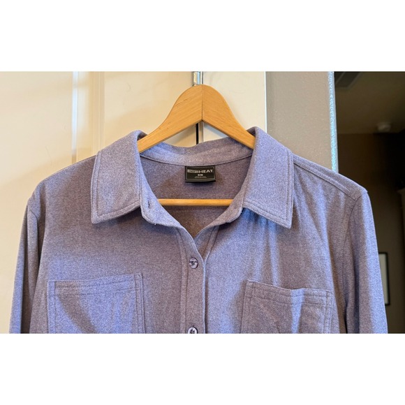 Women's NWOT Light Purple 32 Degrees Heat Warm Soft Flannel Button Down Shirt L - Picture 6 of 9
